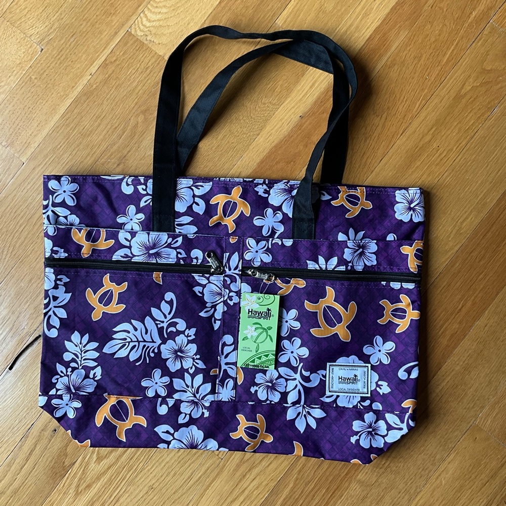 HAWAII SPIRIT Purple Floral Tote Bag